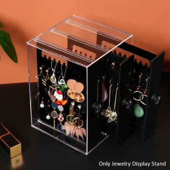 

Dustproof Bedroom Jewelry Display Stand Home Decor Hanging Organizer Earring Holder Rings Gift Space Saving Pull Type PS Dresser