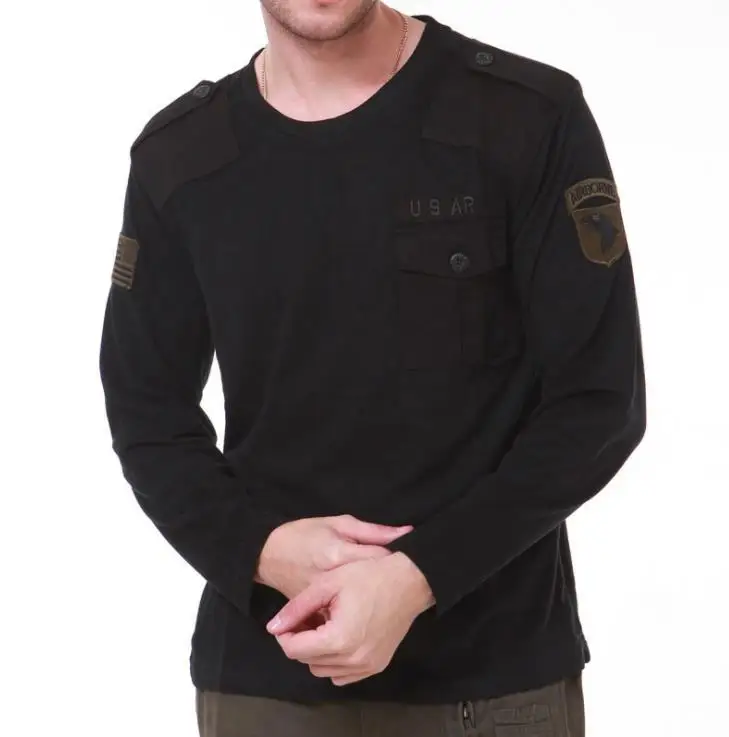 Мужской военный армейский футболка Юнион армия 101st Airborne свободная хлопковая Футболка женская кожаная куртка камуфляжные футболки с круглым вырезом и длинными рукавами