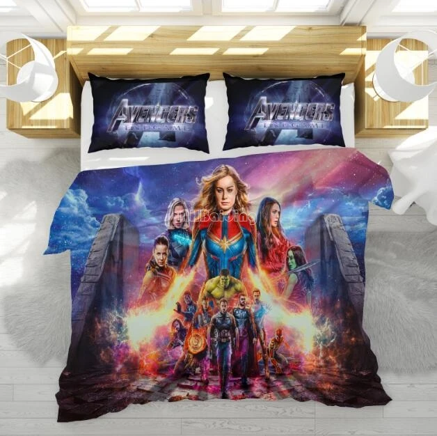 

Captain Marvel Character Printed Duvet Cover Set with Pillowcase Au Eu Us Warm Soft Bedroom Bedding Sets Bed Linen Children Gift