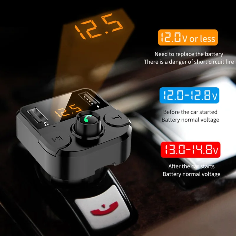 Беспроводной fm-передатчик Bluetooth автомобильный комплект MP3 музыкальный плеер Bluetooth 5,0 громкой связи вызов двойной зарядное устройство usb Поддержка TF карта