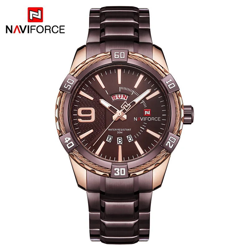 Naviforce мужские часы Топ бренд класса люкс из нержавеющей стали водонепроницаемые мужские часы Аналоговые водонепроницаемые мужские наручные часы