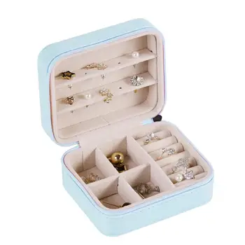 

Universal Jewelry Organizer Display Travel Jewelry Case Boxes Portable Jewelry Box Button Leather Storage Zipper Box