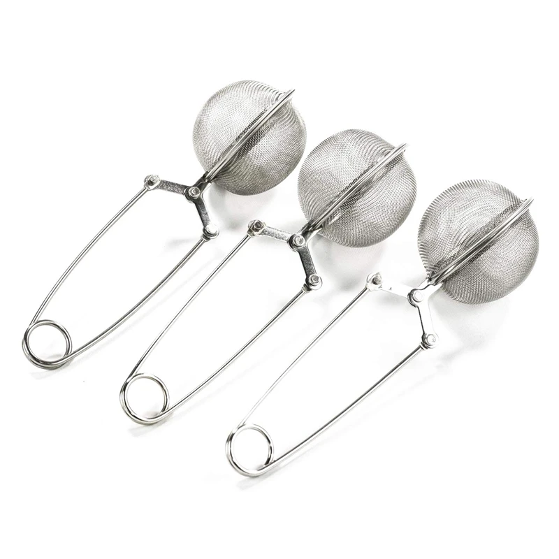 

Snap Ball Filter with Handle (3 Pieces), Stainless Steel Filter for Bulk Tea and Sweet Spices, Seasoning Ball with Handle