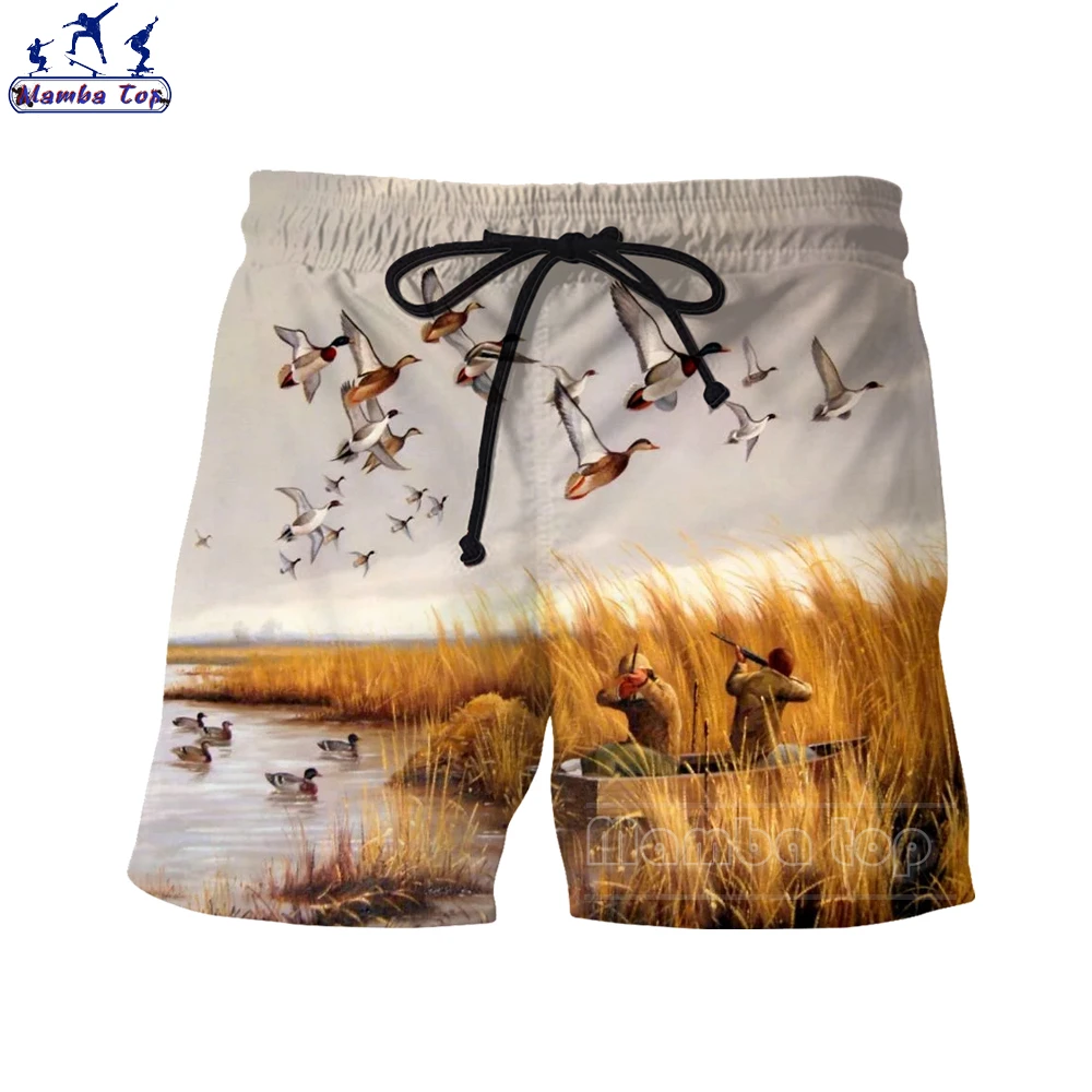 

Mamba Top Men Shorts Women Trend 3D Print Hunter Animal Wild Duck Mallard Vacation Hound Hunting Chase Prey Unisex Elastic Pants