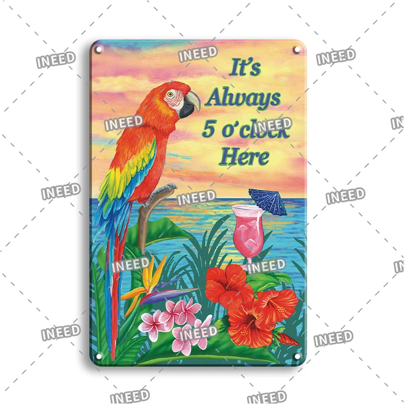 Wall Clock Modern Design Metal Signs Vintage Clock Tin Sign Tiki Bar Decor Plaque Babyroom Wall Sticker Metal Plate Decor