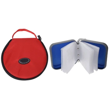 

Hand Carrying Hold 20 CD Discs Zipper Closure Holder Bag Red with CD VCD DVD Organizer Square Case Storage Holder Blue