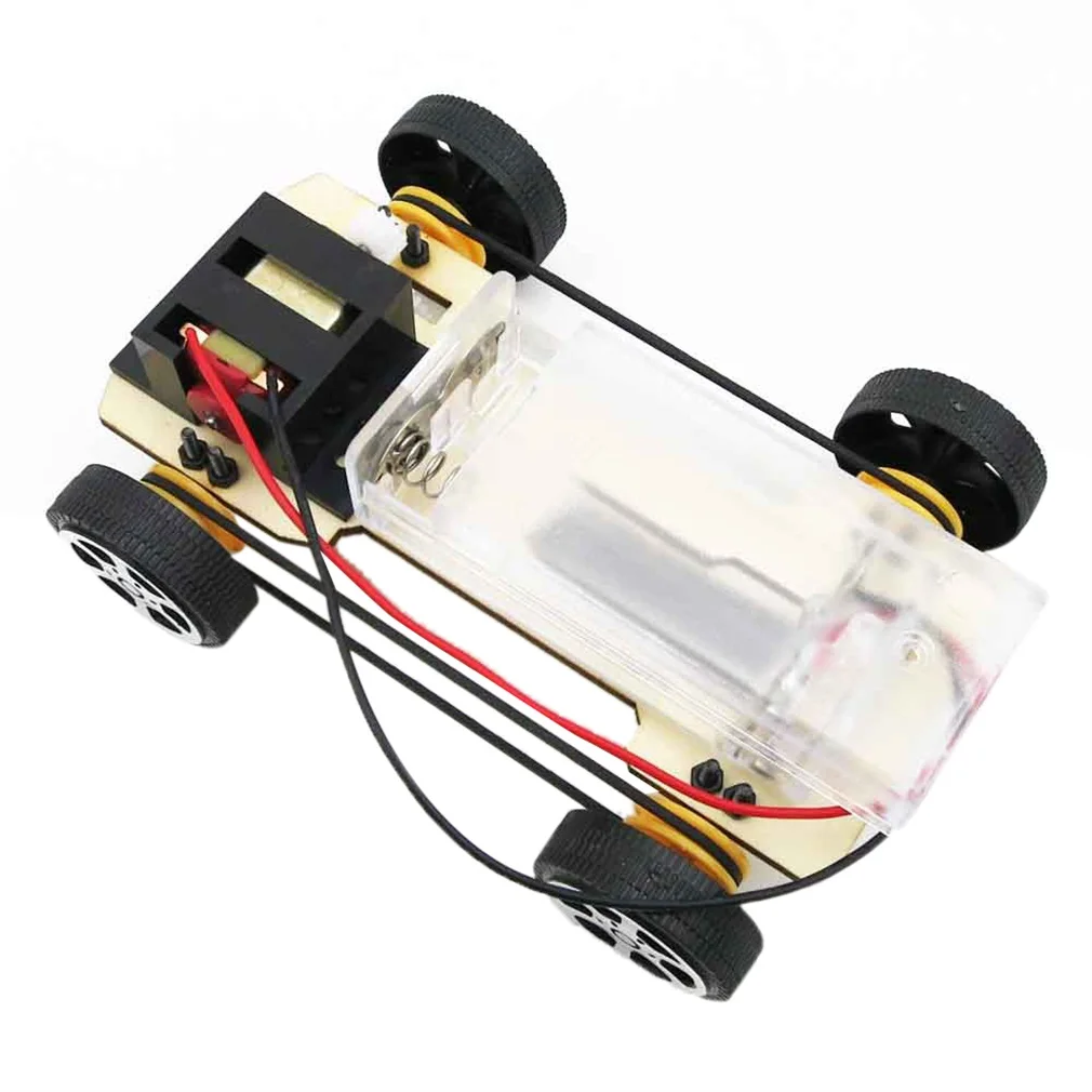 Hot! Self assembly DIY Mini Battery Powered Wooden Car Model Children Educational Toy Boy Gift Game Funny New Sale