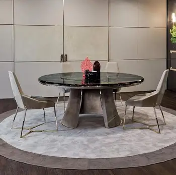 

Round dining table with chairs marble top for 10 people use
