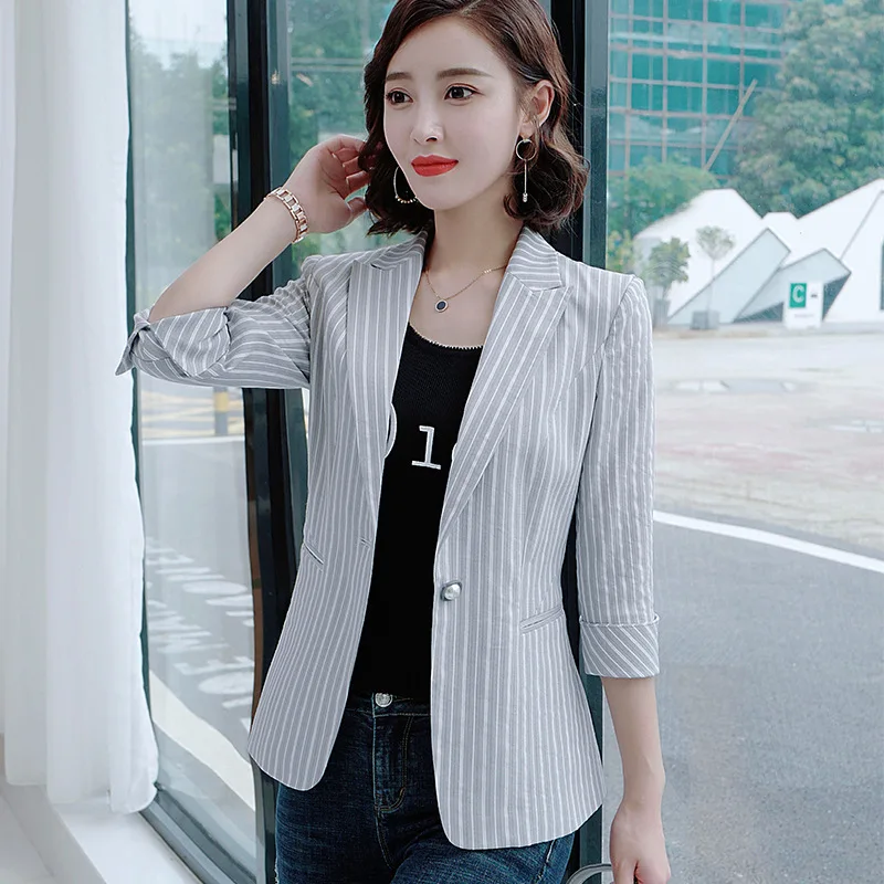 

Vertical Striped Small Suit Women's 2019 New Style Spring And Autumn Fashion Elegant Slim Fit Ol Suit Korean-style Casual Half-s