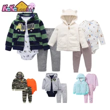 Комплекты одежды для новорожденных девочек осенняя одежда для маленьких мальчиков хлопковые топы, пальто теплый комбинезон, штаны Зимняя Одежда для младенцев комплект одежды для мальчиков
