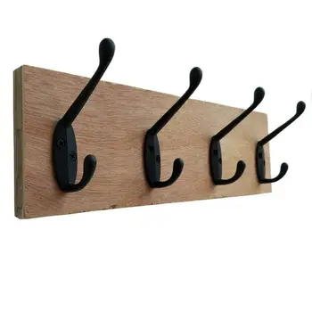 

9 Pack heavy duty Coat Hooks Wall Mounted for Hat hardware Dual Prong Retro Coat Hanger with 20 Screws Black Color