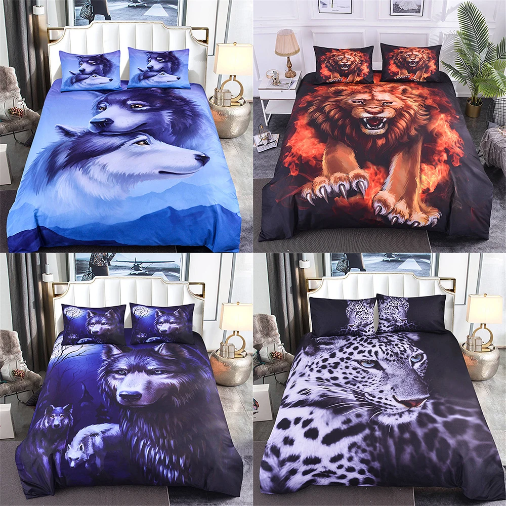 Homesky Wolf Bedding Sets 3d Animal Printed Duvet Cover Sets Queen King