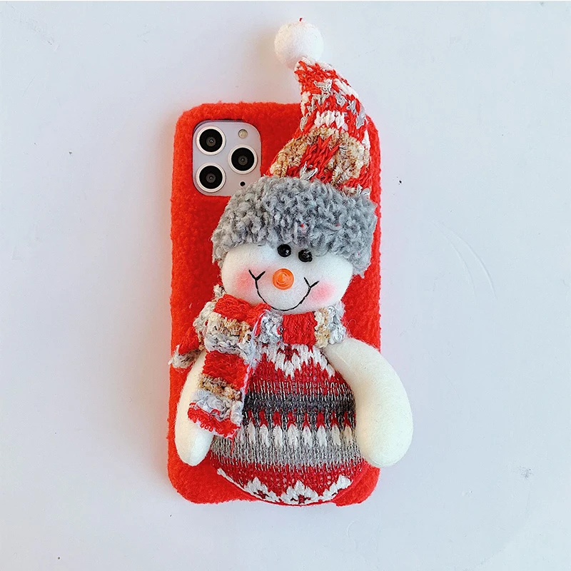 

Christmas Plush Mobile Shell IPhone11ProMAX Santa Plush Doll Mobile Shell XS / XS MAX / 678plus / 11 / XR Drop Protector