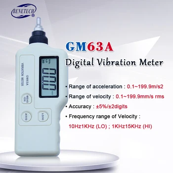 

GM63A vibrometer High Sensitivity Digital Vibration Meter acceleration velocity displacement Measure LCD Display with carry box