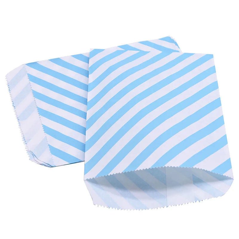 stripe Lihgt blue 25 шт. подарочные пакеты для конфет в полоску, крафт-бумажные пакеты для свадебной вечеринки, Подарочные Упаковочные пакеты для еды, печенья, крафт-бумажные сумки, вечерние принадлежности - Цвет: stripe Lihgt blue