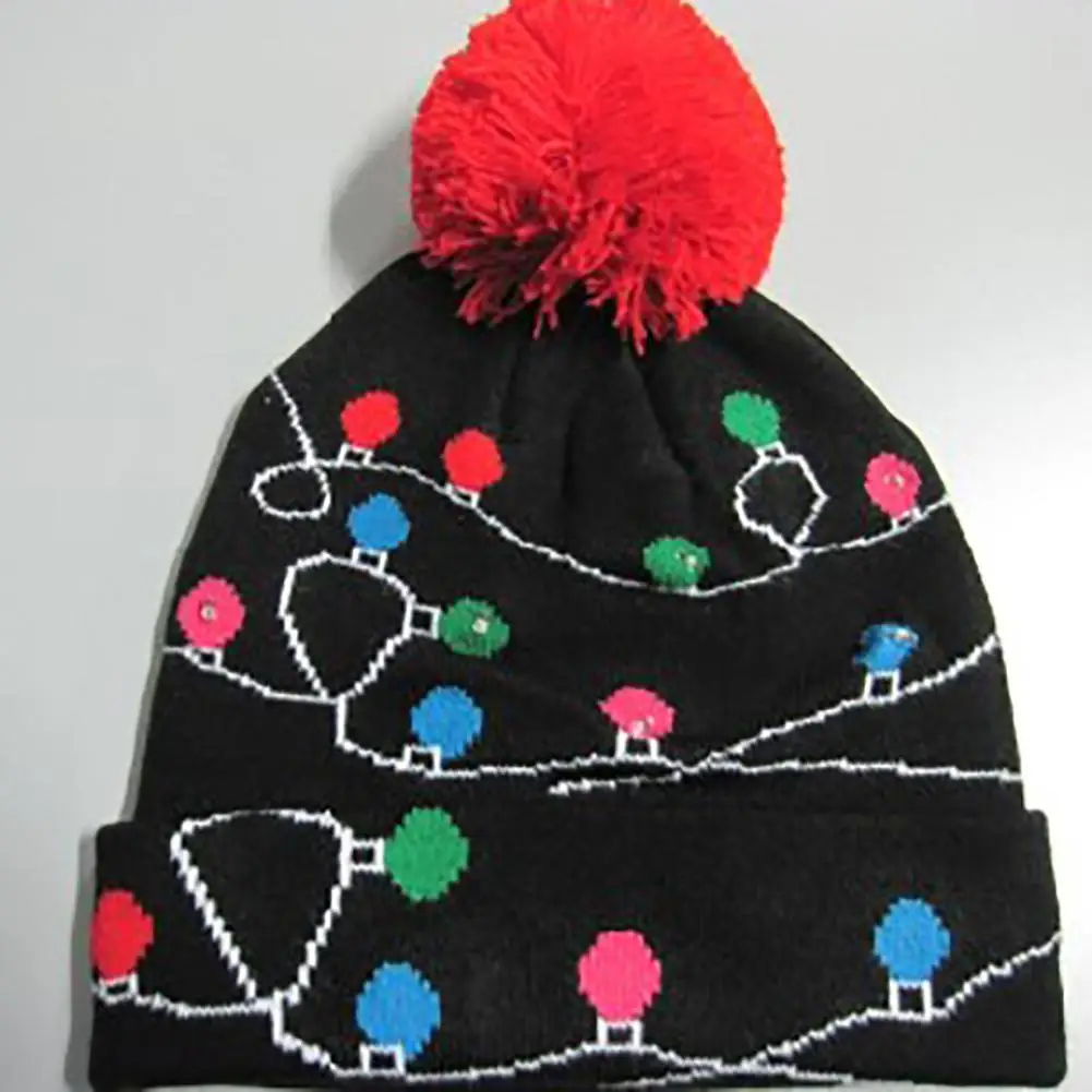 Светодиодный Рождественский головной убор, яркий головной убор, блестящая осветительная система на головном уборе, вязаная шапка для детей, взрослых, Рождественская вечеринка