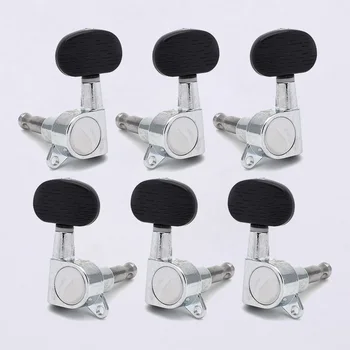

6 pcs Oval Shape Wood Left and Right Hand Guitar Tuning Peg key Tuner Machine Head for Acoustic Electric Guitar Chrome
