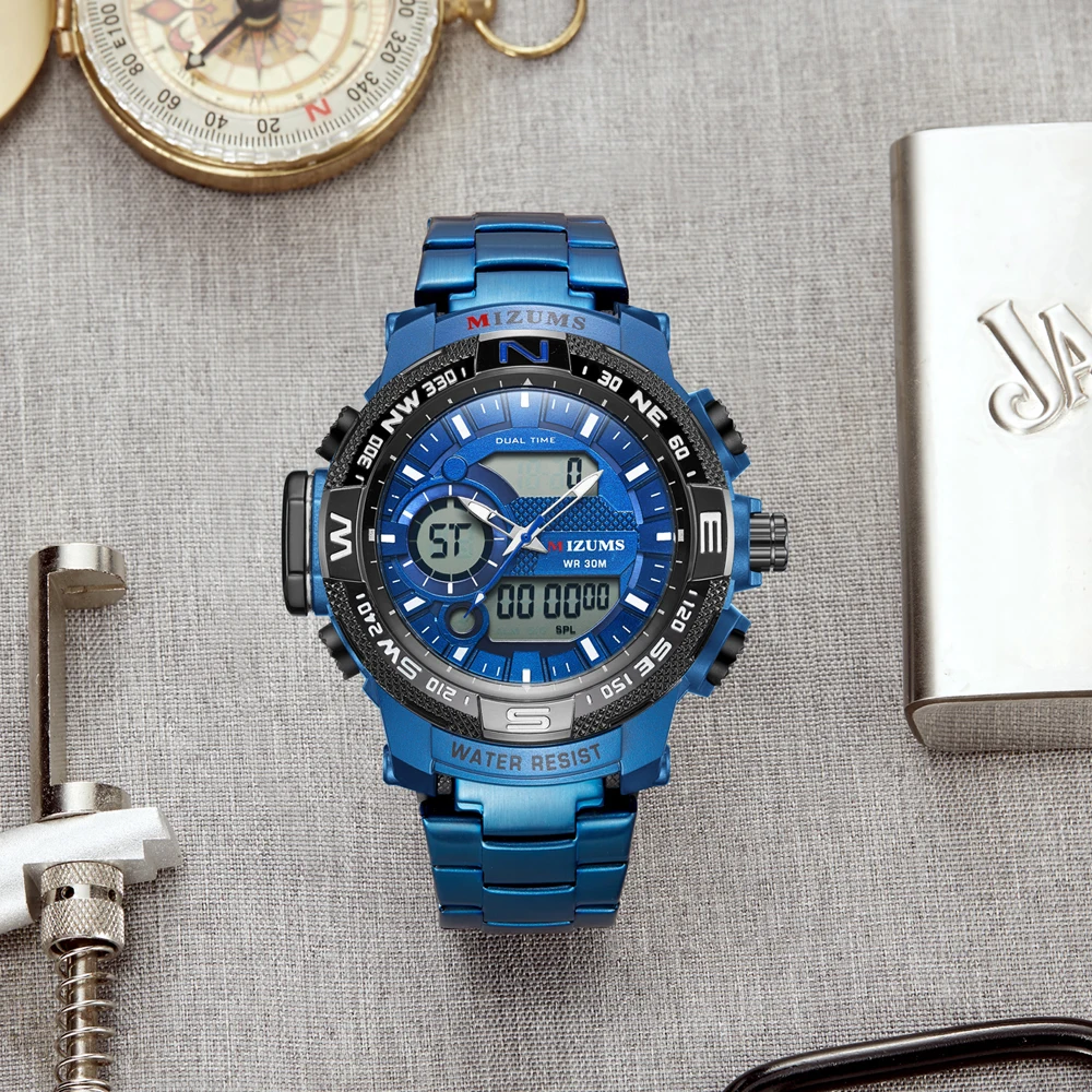 Analog Digital Watches Men Led Full Steel Male Clock Men Military Wristwatch Quartz Sports Wrist Watch Man Reloj Hombre Mizums drop shipping 2019 (17)