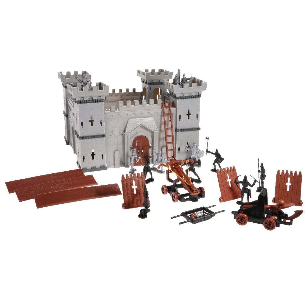 56 Pieces 3D Castle Building Blocks Knight Clash Play Set Children DIY Assembly Toys