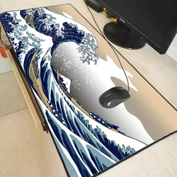 Para mairuige great wave fora da arte grande tamanho mouse almofada de borracha natural computador gaming mousepad mesa esteira bloqueio borda para cs go