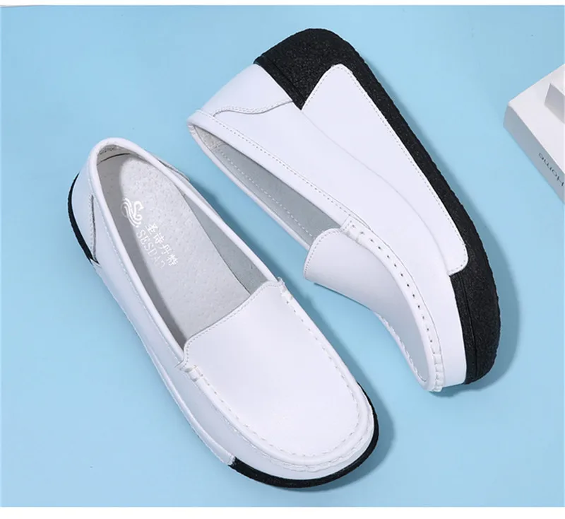 Spring Autumn Genuine Leather Women Creepers Shoes Wedge Heel New Casual Waterproof Swing White Platform Shoes Pumps Woman (9)