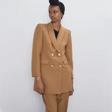 ZA, Модный черный, зеленый, желтый костюм, женская одежда, профессиональное повседневное пальто и штаны, вечерние костюмы для отдыха и путешествий