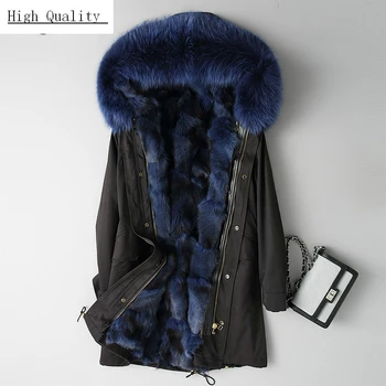 

Winter Jacket Women Parka Real Fur Natural Fox Fur Liner Thick Warm Coat Female Raccoon Fur Collar Clothes 2020 LWL1261