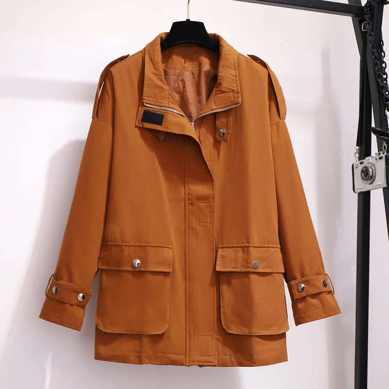 Осеннее Женское пальто размера плюс, обхват груди 155 см, 6XL, 7XL, 8XL, 9XL, 10XL, шерстяное Женское пальто зеленого цвета хаки - Цвет: Хаки
