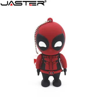 

JASTER USB flash 2.0 pendrive Deadpool driver pen 4GB 16GB 32GB 64GB Spiderman Memory Stick Creative Cartoon toy Gift wholesale