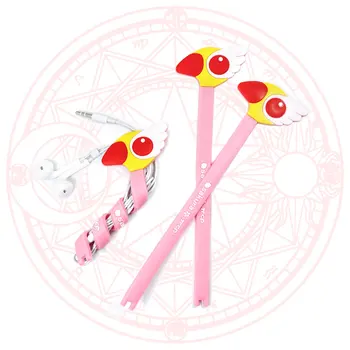 

2Style 20cm Cartoon Anime Card Captor Sakura Headphone Winder Action Figure Printed Birds Head Star Scepter Wand Protection Rope