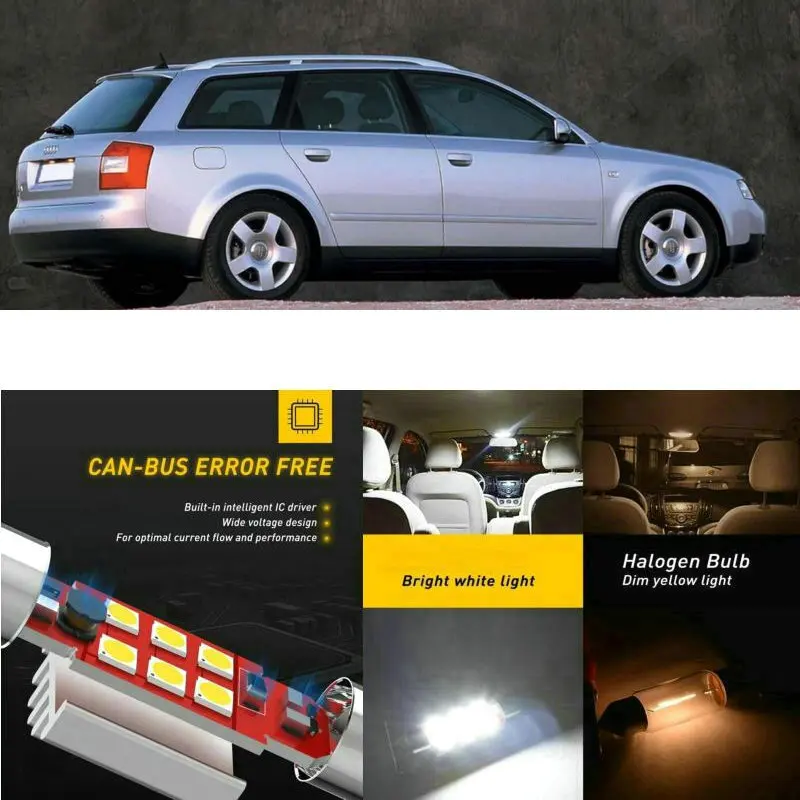 

LED Interior Car Lights For Audi A4 b6 Avant 8E5 Interior rear trunk glove box make-up mirror lighting error free