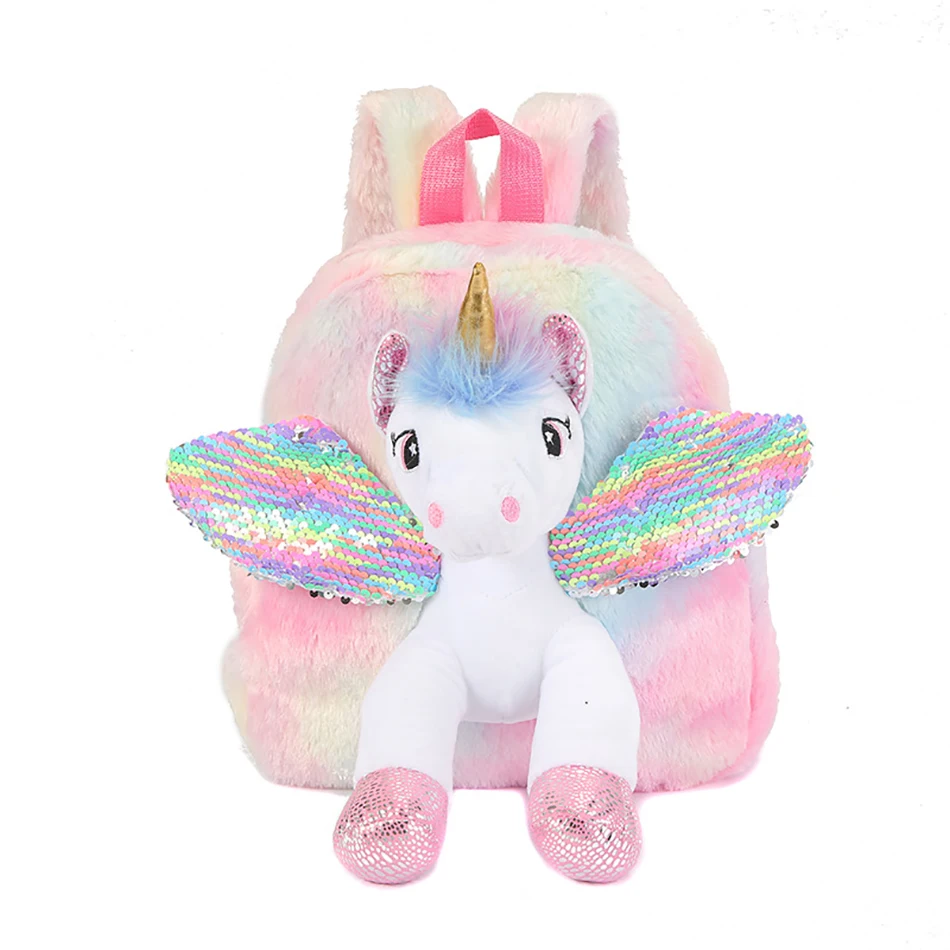 Unicorns Cartoon School Book Bag Backpacks Cute Fashion 3D Fur Backpacks For Girls Travel Backpack Children 13 Hf2ca6160cd864645bea70e158863a0b6d