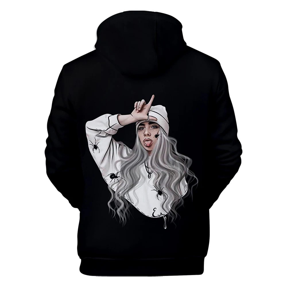 Billie Eilish/Новинка; толстовка с 3D рисунком для мужчин и женщин; Модный пуловер; Детский Повседневный синий свитер с 3D принтом для мальчиков и девочек