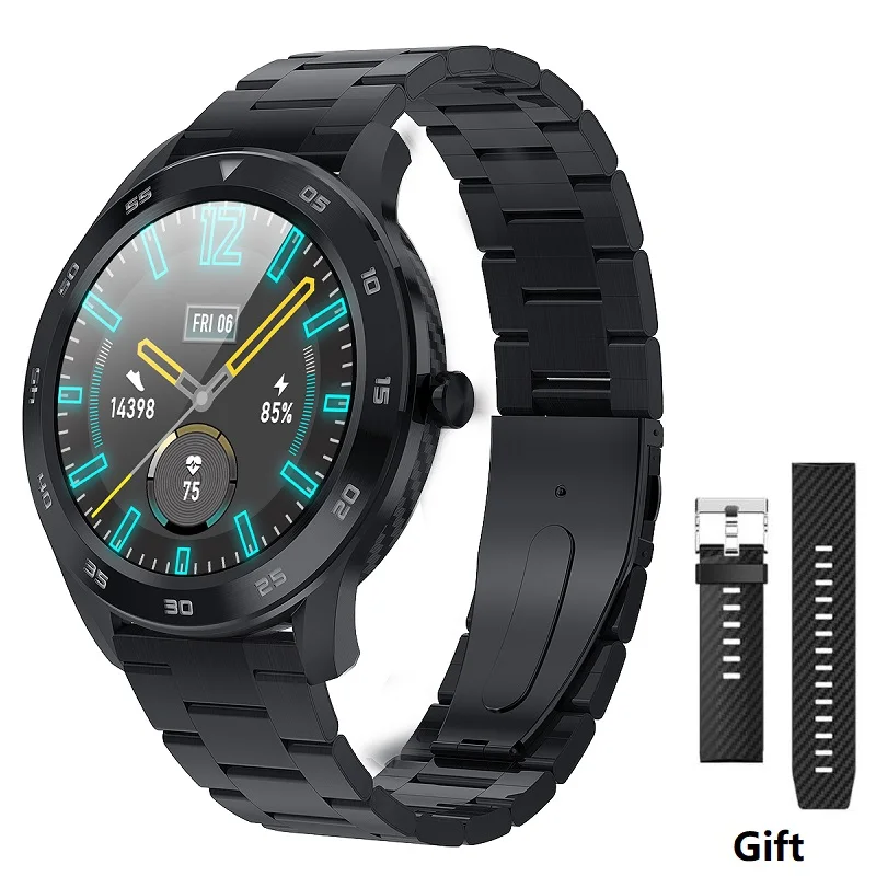 Black Steel Strap Смарт-часы с Bluetooth человек DTNO.I № 1 DT98 анализатор ЭКГ Сменные циферблаты 1,3 Полный Круглый HD Экран многоязыковая сигнализация - Цвет: Black Steel Strap