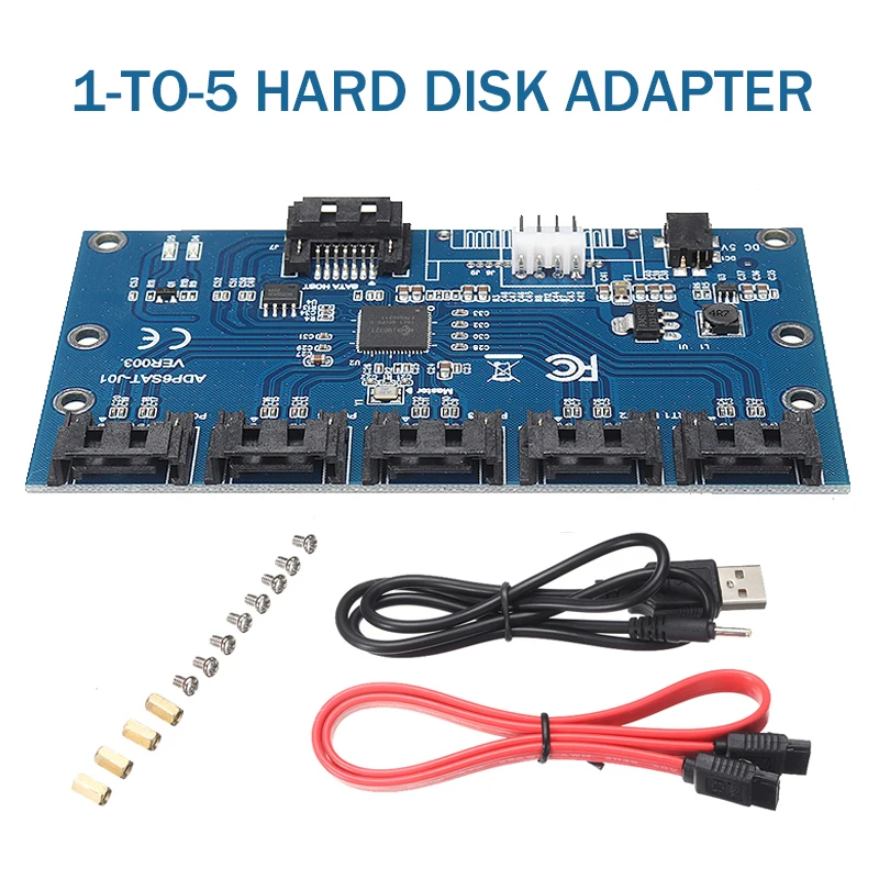 

Pohiks 1pc 1 to 5 Port SATA3.0 Motherboard SATA Expansion Card High Speed 6Gbps Riser Card HUB Adapter For PC Computer