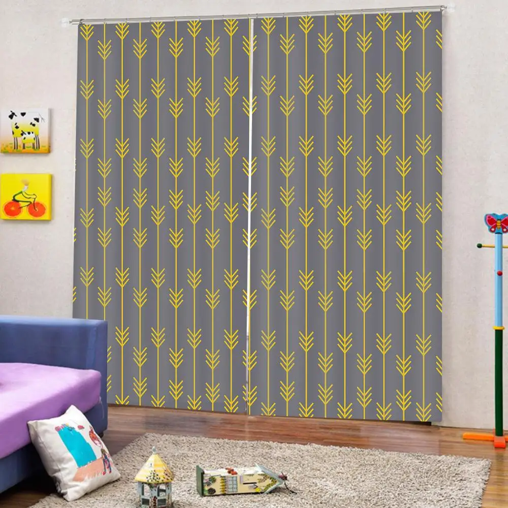 Tribal Feather yellow Arrow Shower Curtain Bedroom Fabric Bedroom Childrens Modern Hotel Hooks Cute set
