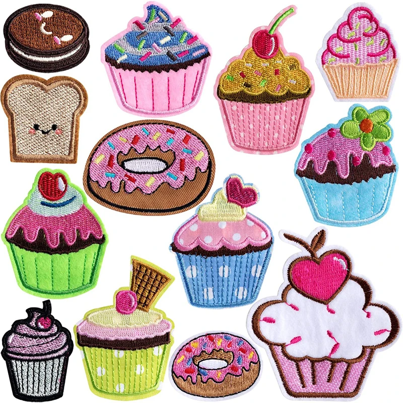 

1Pcs Cupcake Sweet Embroidered Colourful Iron on Patches for Kids Clothing Jackets Bags DIY Cute Sewing Craft Decoration