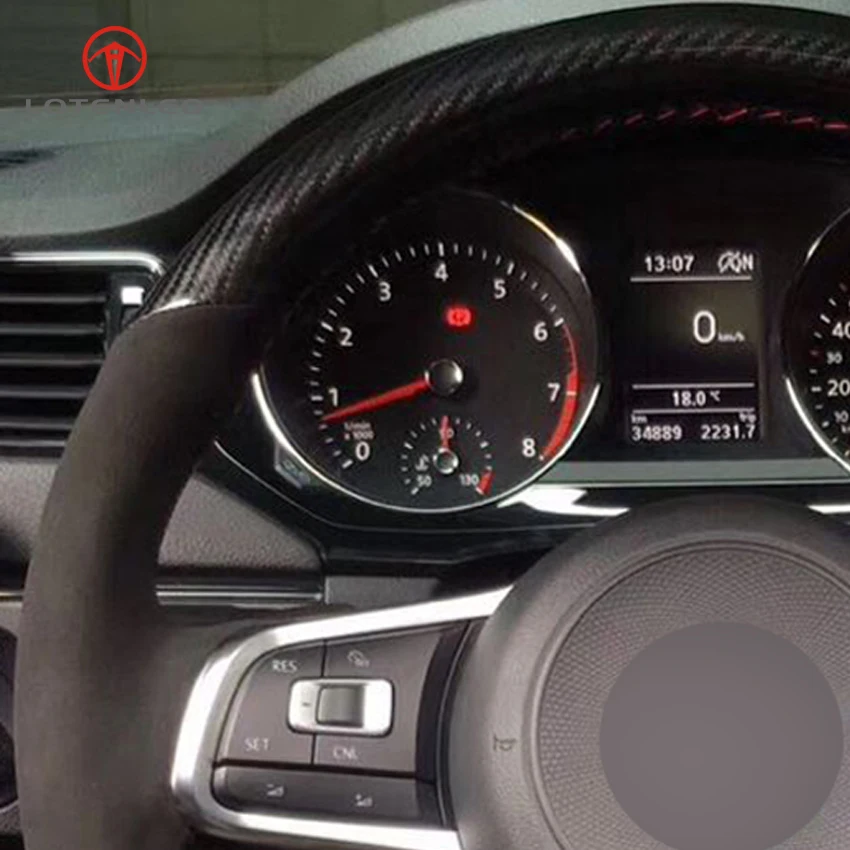 LQTENLEO черная замшевая Оплетка на руль из углеродного волокна для Volkswagen Golf 7 GTI R MK7