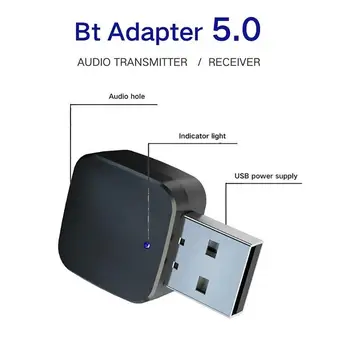 

KN324 BT 5.0 Car Bluetooth Transmitter Receiver with 3.5mm Audio Cable Wireless Audio Adapter for TV CD Player Phone Tablet