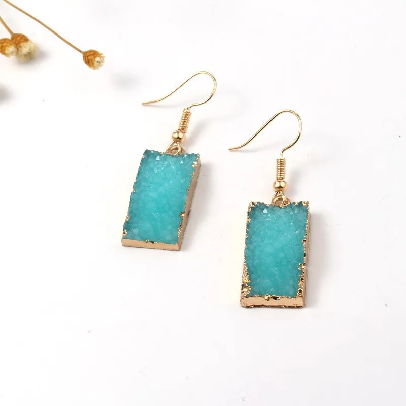 Bijoux Geometric Wedding Druzy Resin Earrings Drop Earrings For Women Jewelry Statement Pendientes Mujer Moda 2019 Ohrringe (6)