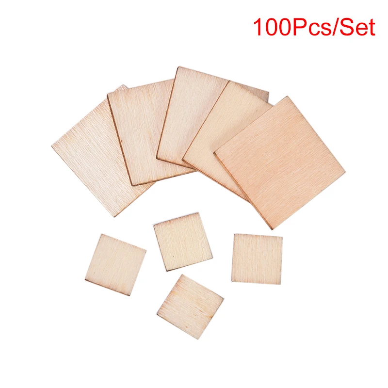 

100pcs Unfinished Round Corner Square Wooden Cutouts Blank Wood Squares Wood Pieces For DIY Arts Craft 10/20mm 0.4/0.8inch