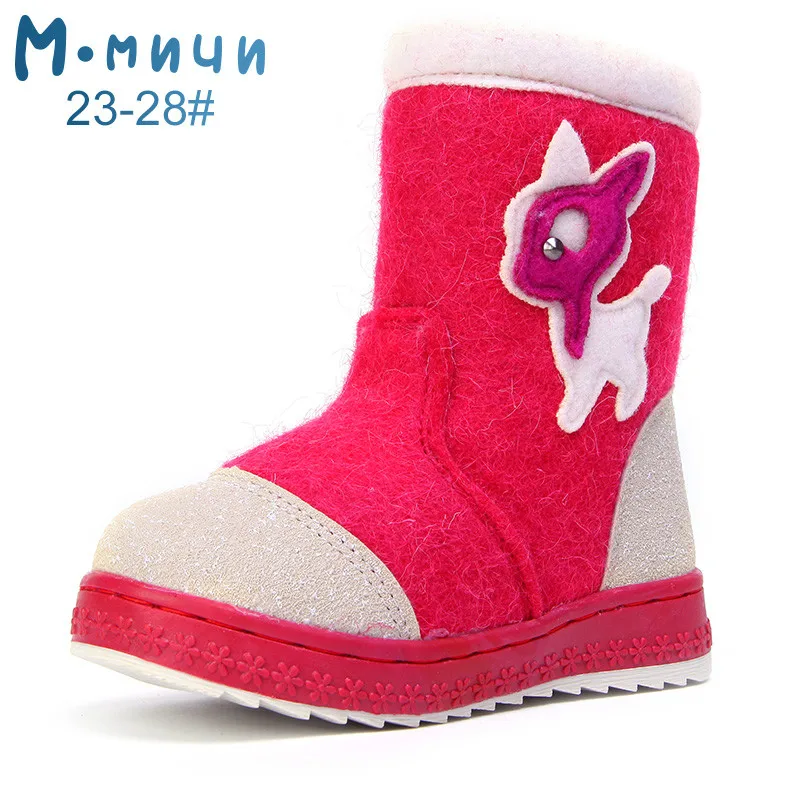 ML9428A-13 MMNUN Baby Boots For Girls Felt Boots Baby Children Shoes For Girls Shoes Children Boots Winter warm boots baby Size 23-28ML9428 - Цвет: ML9428A-13
