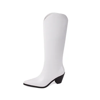 

Women Boots keee high Boots Genuine Leather Ladies Shoes Pointed Toe High Heel Ankle Boots Classic Booties