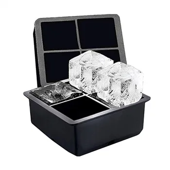 

4 Holes Square Ice Cube Mold Maker Silicone Ice Tray With Lid Ice Balls Silicone Form Lid Round Sphere Mold Lid Kitchen