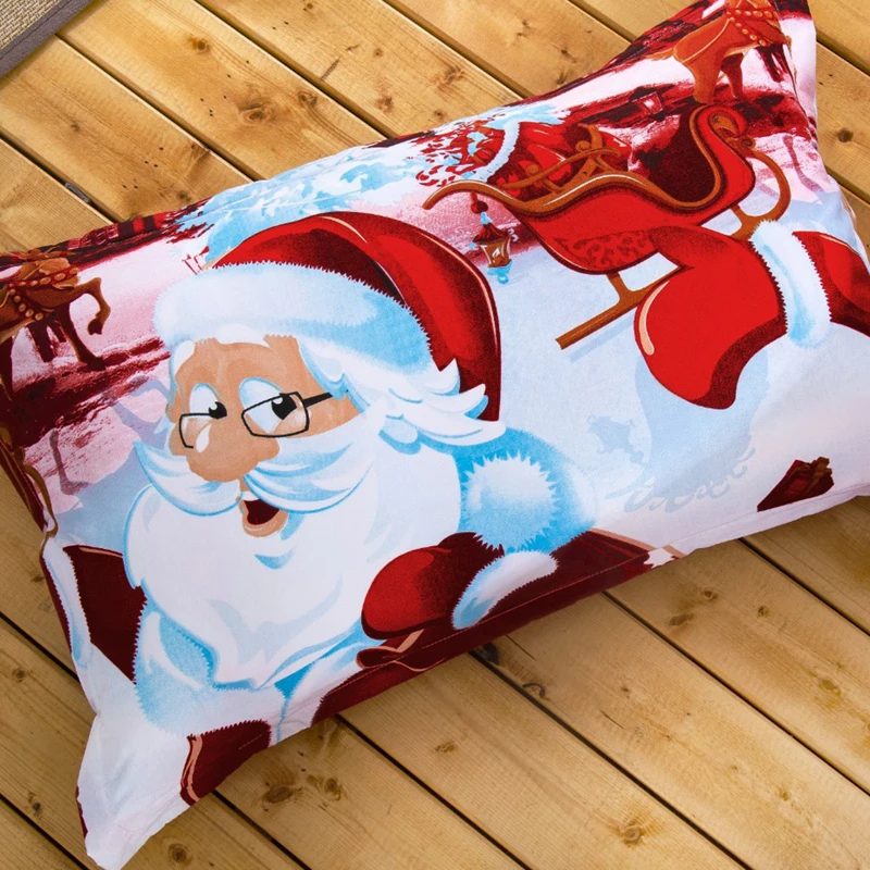 Рождественская простыня, домашнее одеяло, наволочка с Санта Клаусом, комплект из 4 предметов, красный хлопок, товары для дома, подарки для детей