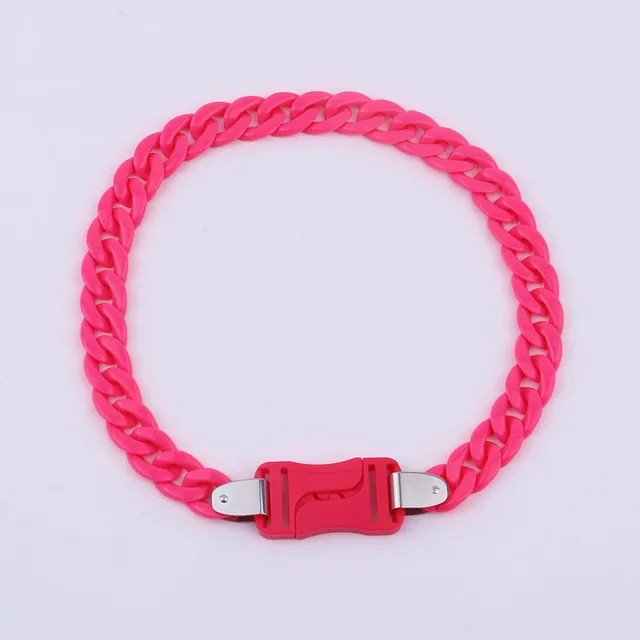 FishSheep Rock Punk Acrylic Chain Buckle Pendant Necklace For Men Women Statement Choker Collar Necklaces New Fashion Jewelry Rhodium Plated