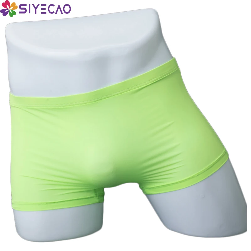 

Man Ice Silk Underwear Summer Breathable Solid Thin Soft Male Boxer Shorts Translucent Smooth Mid-rise Mens Underpants Lingerie