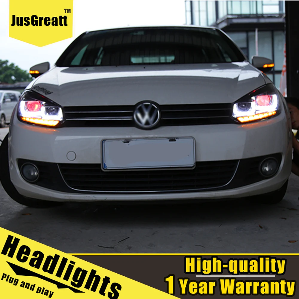 Пара для Гольф светодиодный фары 2010-2012 golf HID фары биксеноновые фары противотуманные дневные ходовые огни динамический поворот