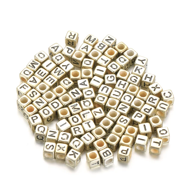 100Pcs Acrylic Cube Beads Mixed Russian Alphabet Letter for DIY Necklace Bracelet Making Child Kids Craft Material Accessories 2