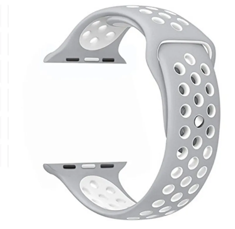 graywhiteNKstrap 38 мм 42 мм силиконовый ремешок, стальной ремешок для часов Iwo 8 9 10 11 12 apple watch band 1 2 3 4 5 40 мм 44 мм - Цвет: graywhiteNKstrap